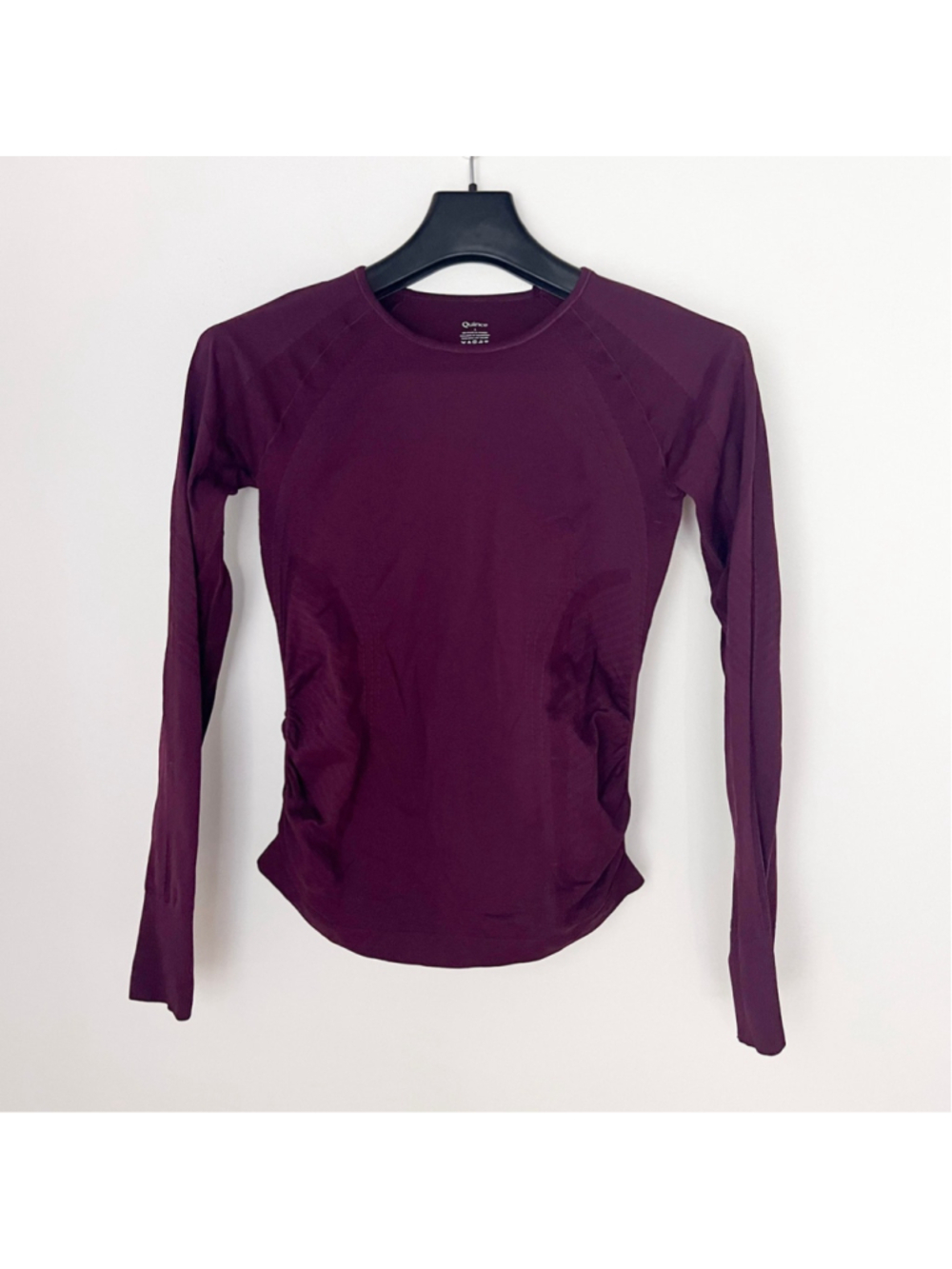 Quince Women Seamless Sz S Ruched Long Sleeve Athletic Top Plum Yoga Sustainable - Picture 2 of 10